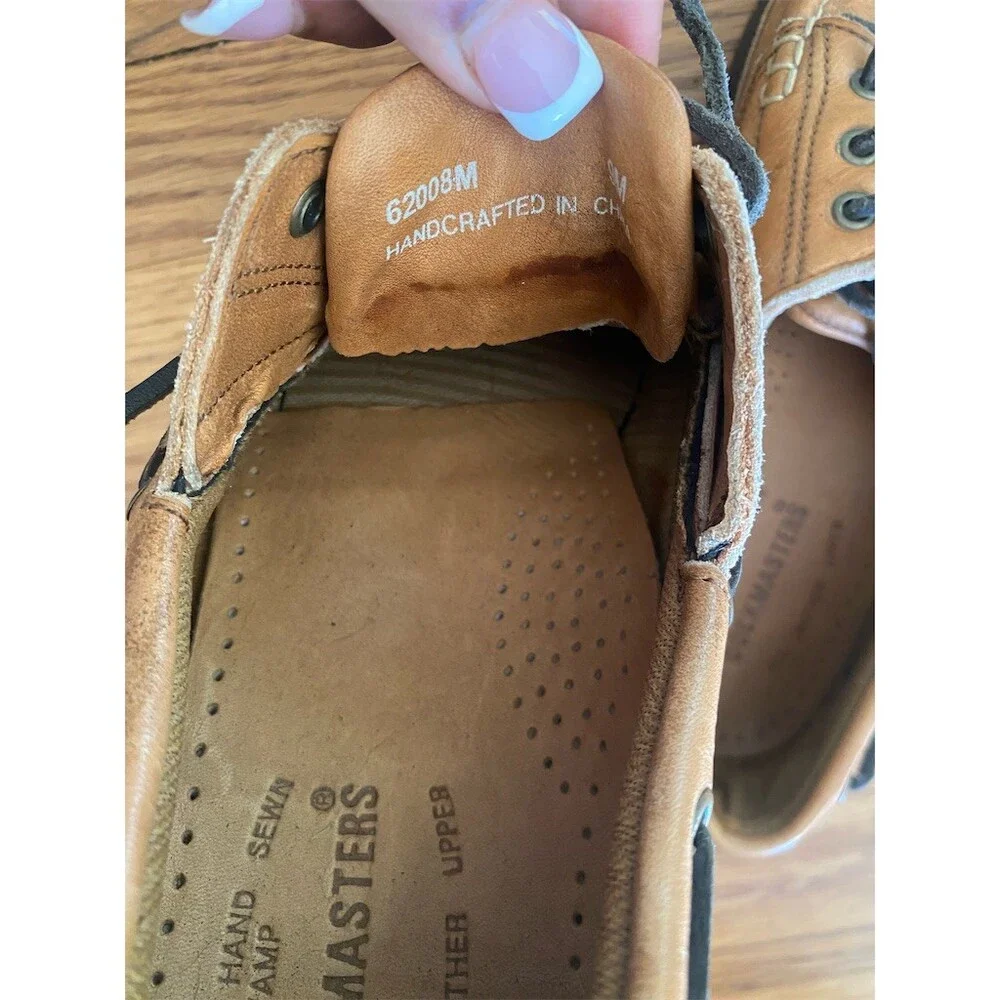 Dockmasters Men's Boat Shoes Brown Tan Lace Up Moc Toe Lug Sole Casual